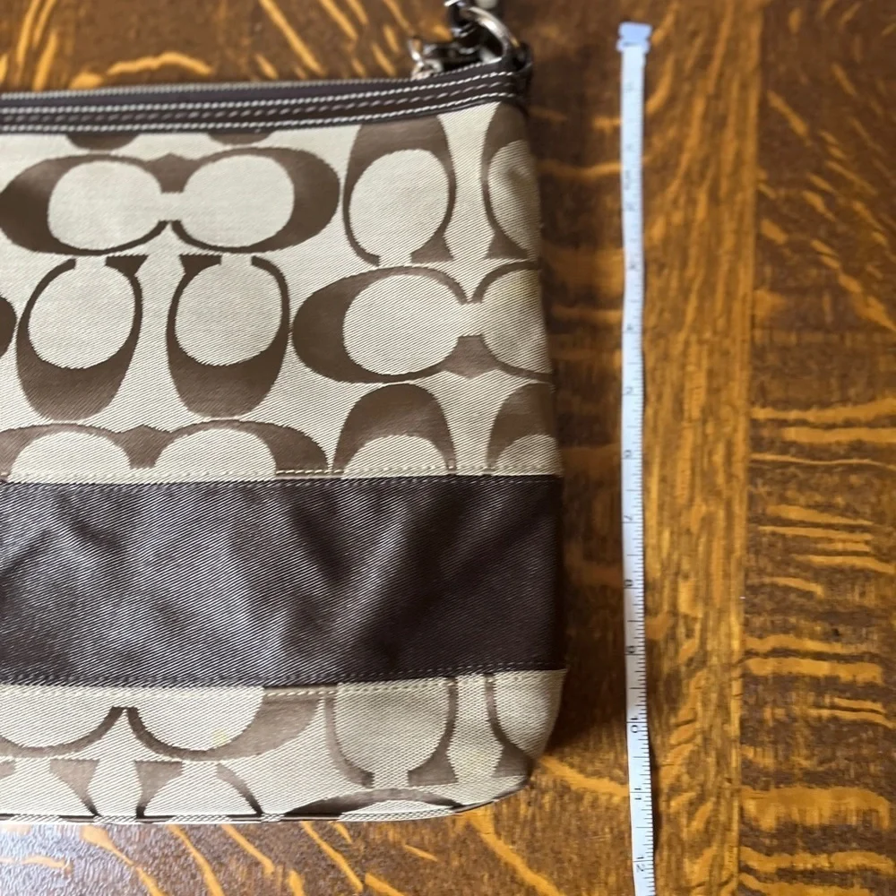Coach Signature C Canvas with Brown Stripe Shoulder Bag